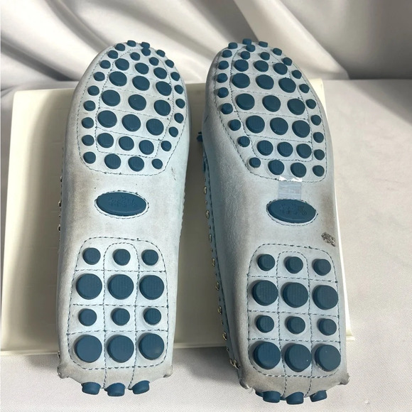 Coach Norfolk Nubuck Blue Mist 7M Loafers Leather Silver Studded and Tassel - Picture 8 of 11